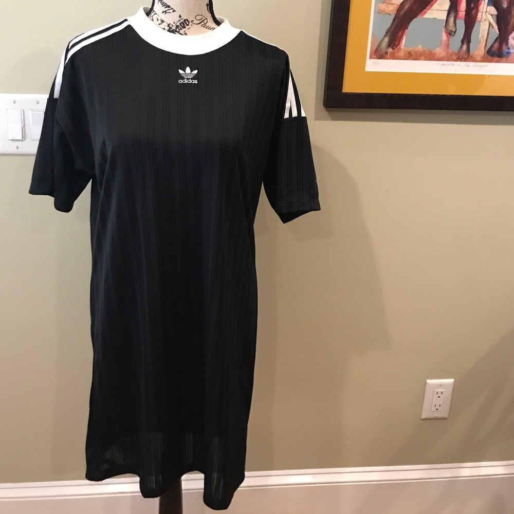White and black adidas slip dress
